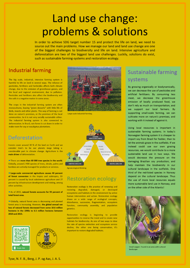 screenshot of the poster entitled Land use change: problems and solutions