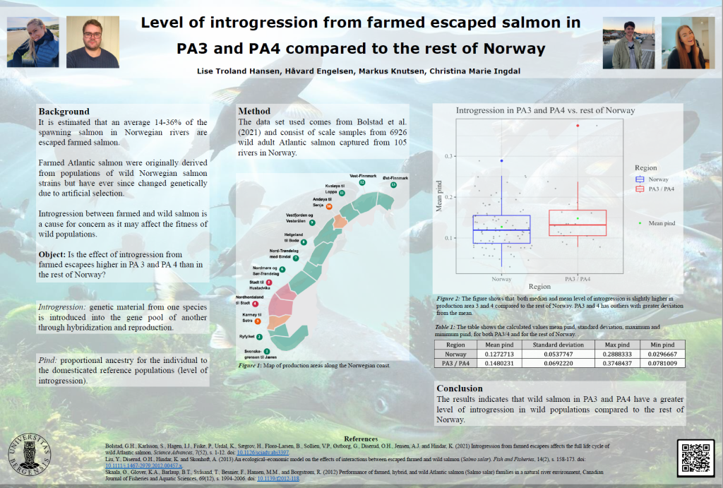 Level of introgression from farmed escaped salmon in PA3 and PA4 compared to the rest of Norway