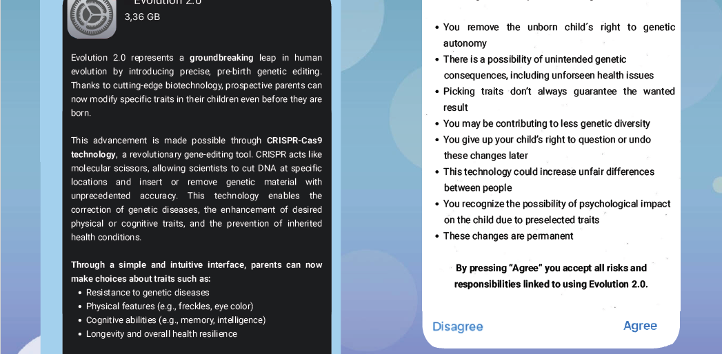screenshot of the poster entitled Designer Babies: The next step in human evolution?
