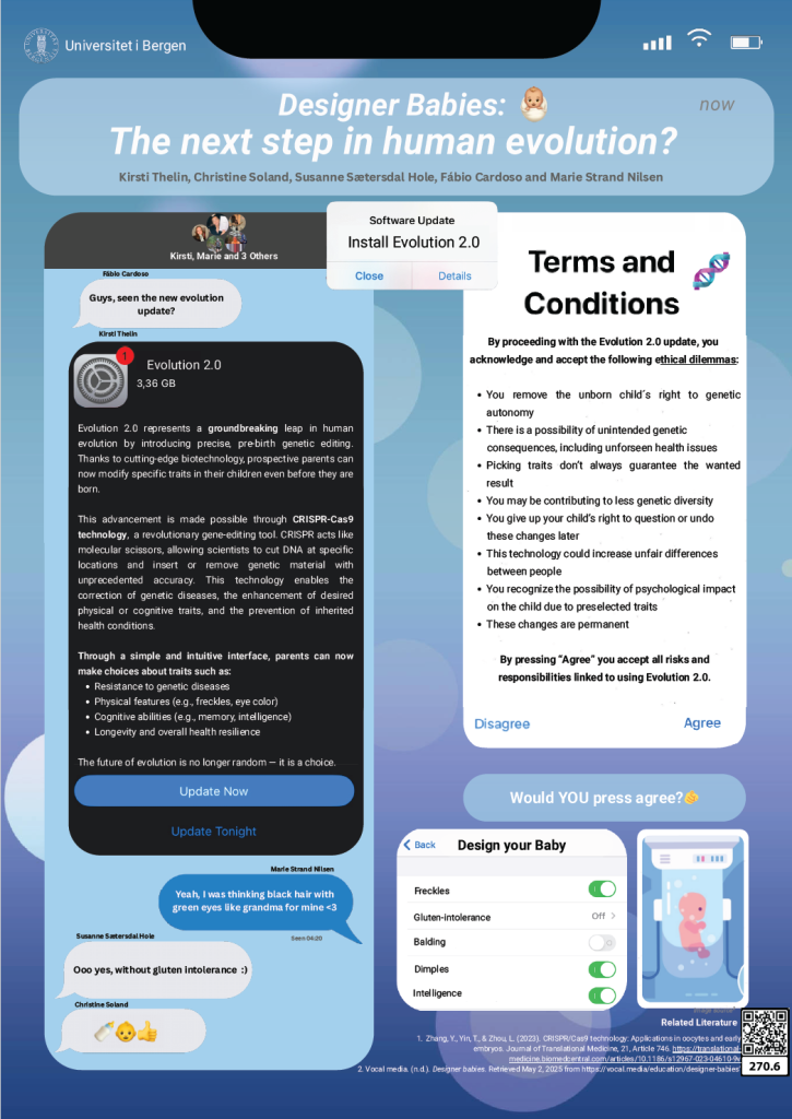 screenshot of the poster entitled Designer Babies: The next step in human evolution?
