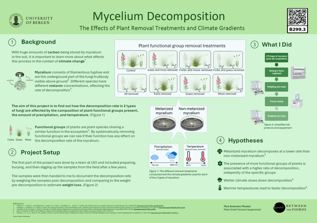 screenshot of the poster entitled Mycelium Decomposition The Effects of Plant Removal Treatments and Climate Gradients