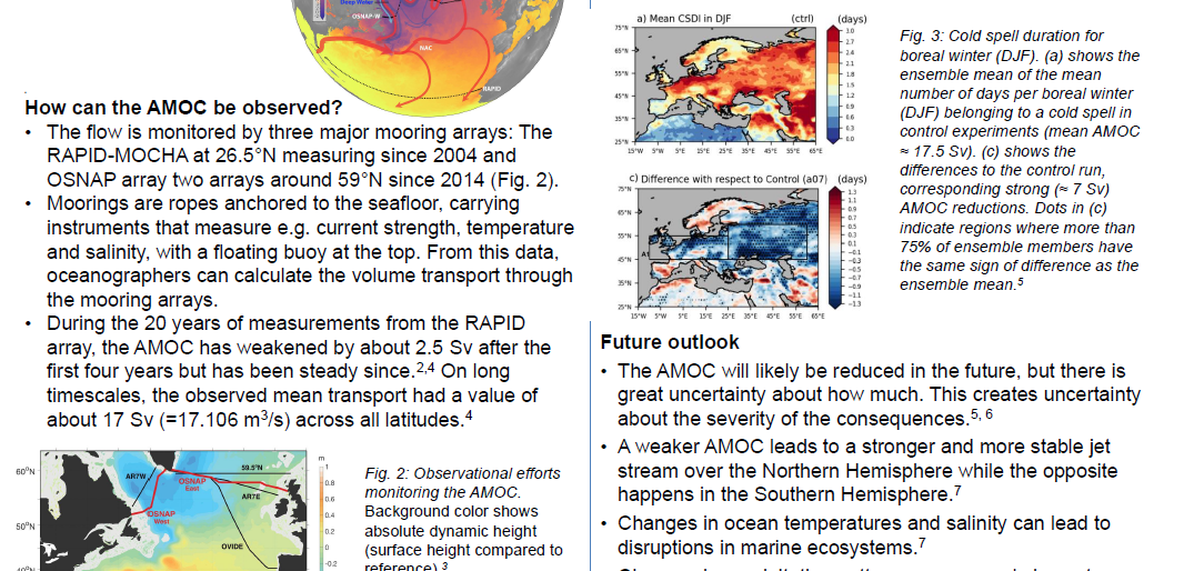 screenshot of the poster entitled Shutdown of the great water conveyor belt? – Possible future changes in the Atlantic Meridional Overturning Circulation