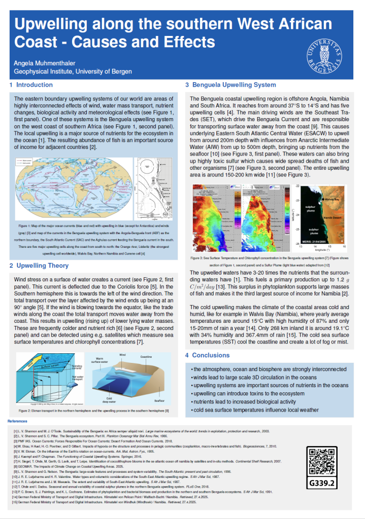 screenshot of the poster entitled Upwelling along the southern West African Coast - Causes and Effects
