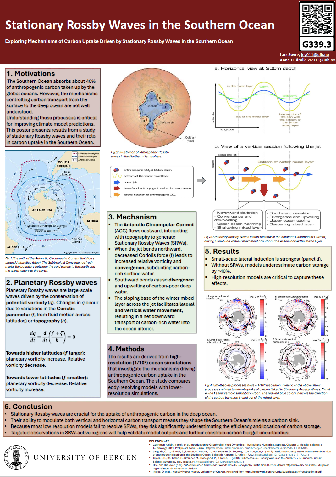 screenshot of the poster entitled Stationary Rossby Waves in Southern Ocean