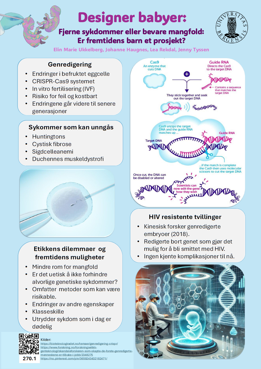 screenshot of the poster Designer babyer: Fjerne sykdommer eller bevare mangfold: Er fremtidens barn et prosjekt?