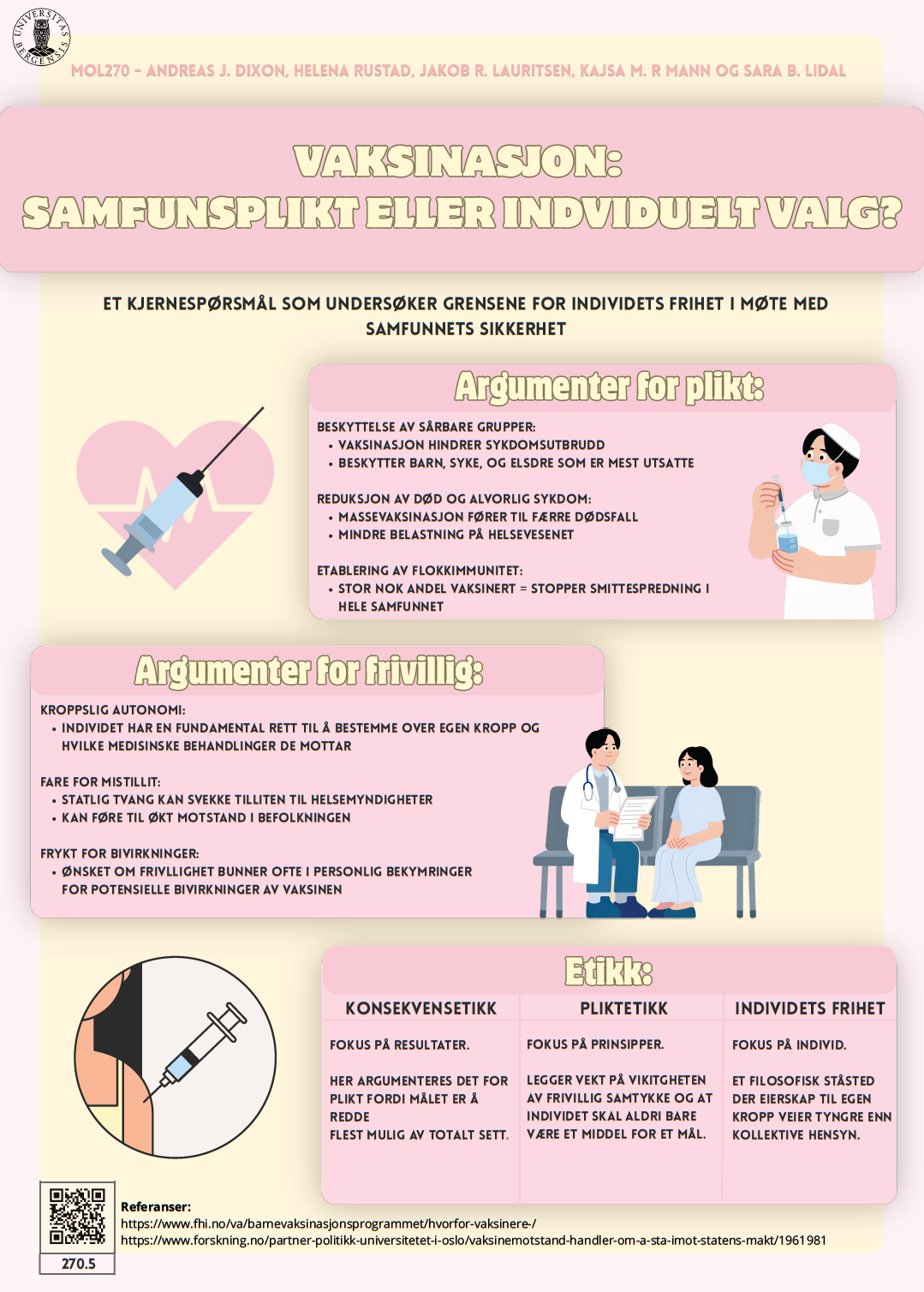 Screenshot of the poster entitled VAKSINASJON: SAMFUNSPLIKT ELLER INDVIDUELT VALG?